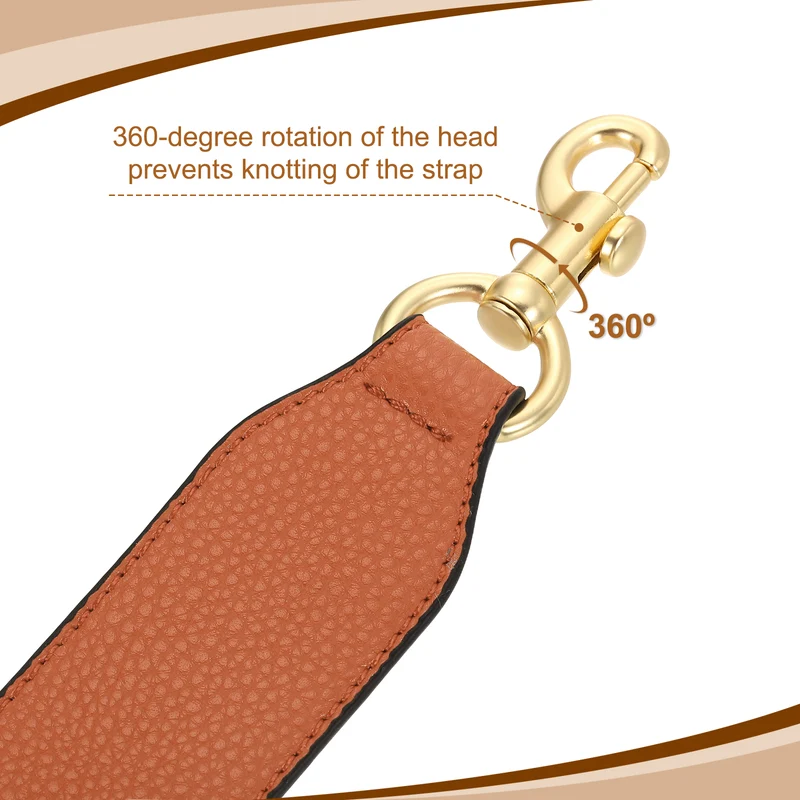 22.83" PU Leather Short Bag Strap with Clasp, Orange, Light Gold Buckle