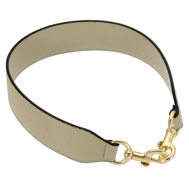 22.83" PU Leather Short Bag Strap with Clasp, Khaki, Light Gold Buckle