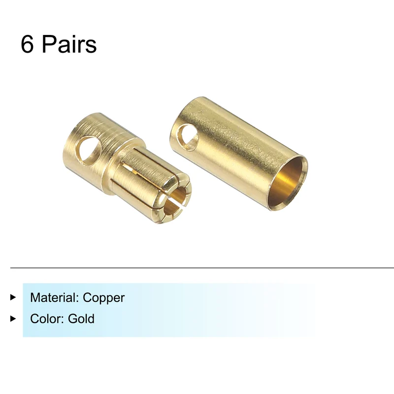 6 Pairs Banana Plugs Connector 6.5mm Male Female Banana Plug for Speaker Wire