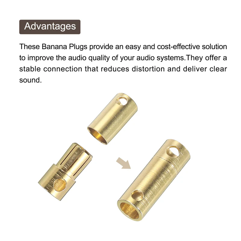 6 Pairs Banana Plugs Connector 6.5mm Male Female Banana Plug for Speaker Wire