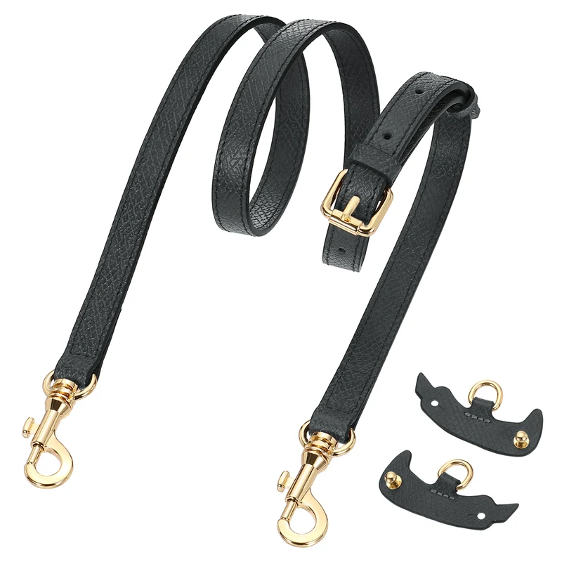 1Set Leather Bag Strap, 37.4"-45.3" Crossbody Straps Graphite Grey, Gold Buckle