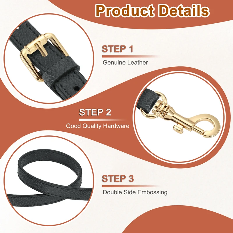 1Set Leather Bag Strap, 37.4"-45.3" Crossbody Straps Graphite Grey, Gold Buckle
