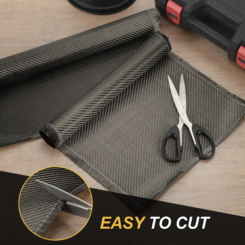 Carbon Fiber Fabric 9.84ft x 8" Cloth Sheet Roll 2x2 Twill Weave 3K 220g Black