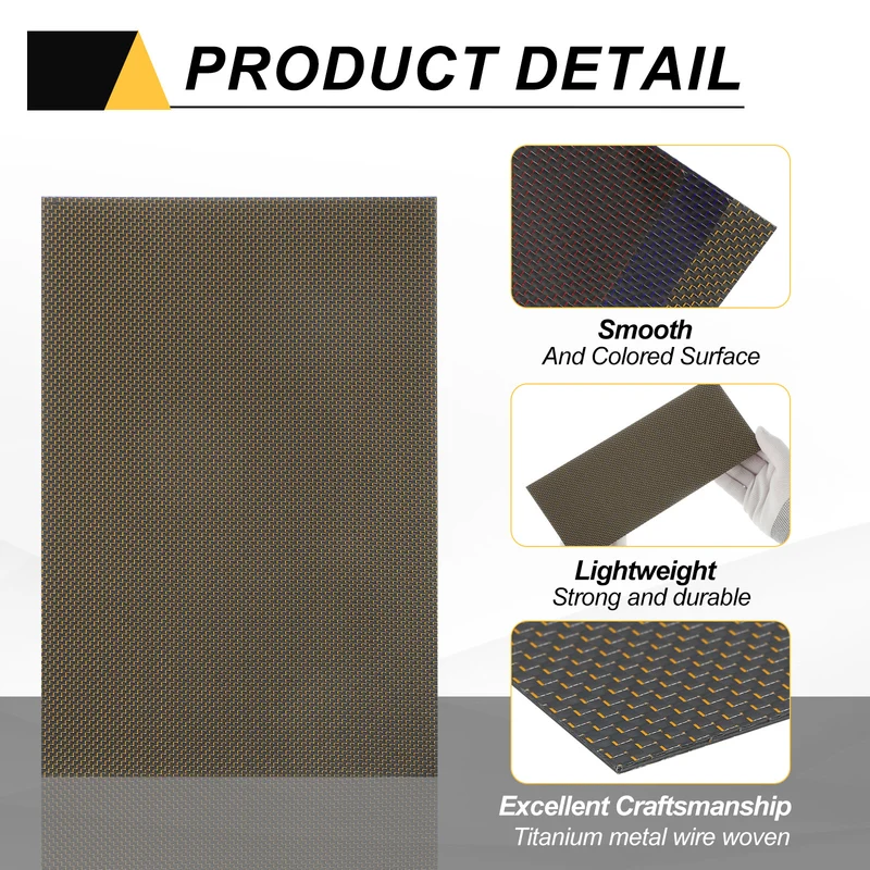 1 Pcs 3K Carbon Fiber Sheet 300x200x3mm Board with Gold Metallic Threads