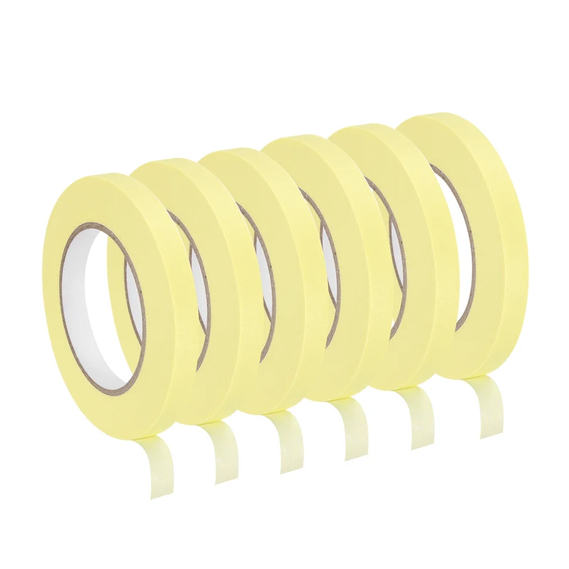 6 Pcs 0.5 Inch Wide 60 Yards Light Yellow Masking Tape Painters Tape Rolls