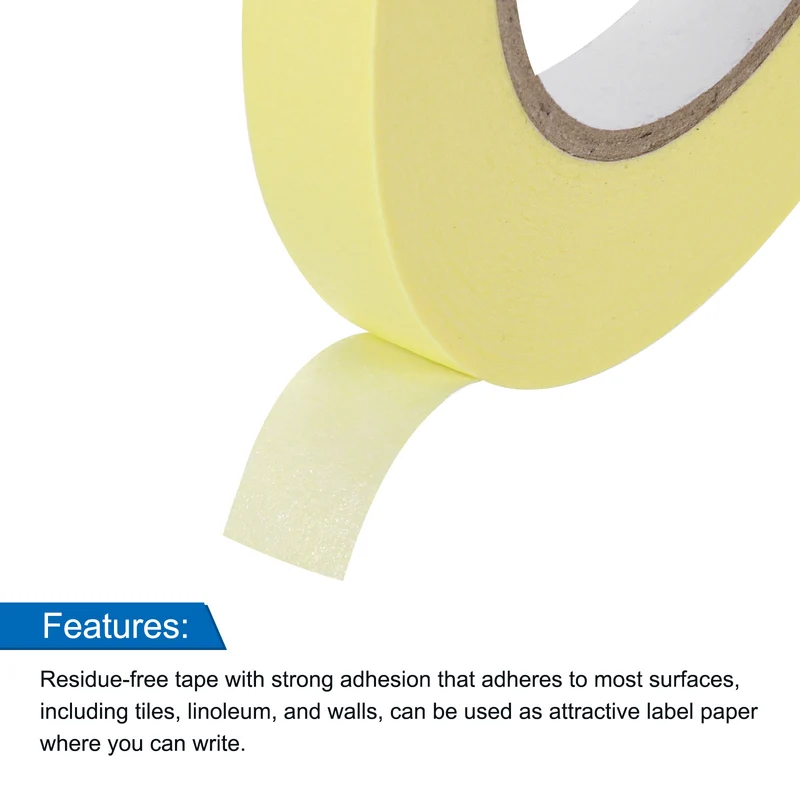6 Pcs 0.5 Inch Wide 60 Yards Light Yellow Masking Tape Painters Tape Rolls