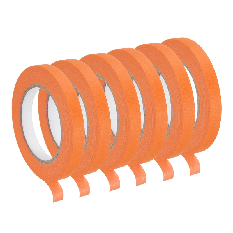 6 Pcs 0.5 Inch Wide 60 Yards Orange Masking Tape Painters Tape Rolls