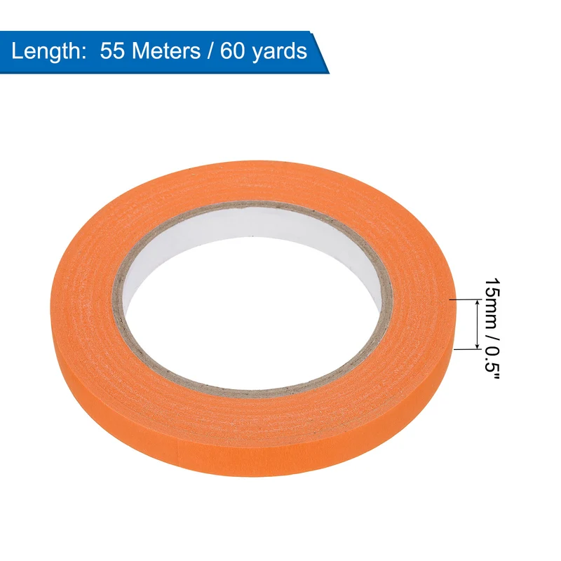 6 Pcs 0.5 Inch Wide 60 Yards Orange Masking Tape Painters Tape Rolls