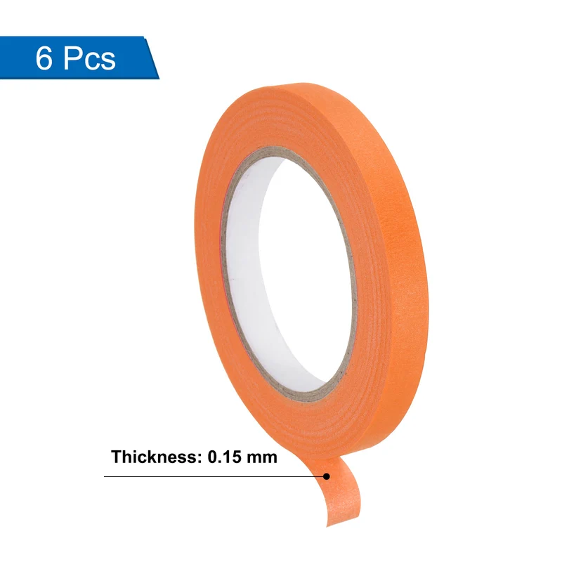 6 Pcs 0.5 Inch Wide 60 Yards Orange Masking Tape Painters Tape Rolls