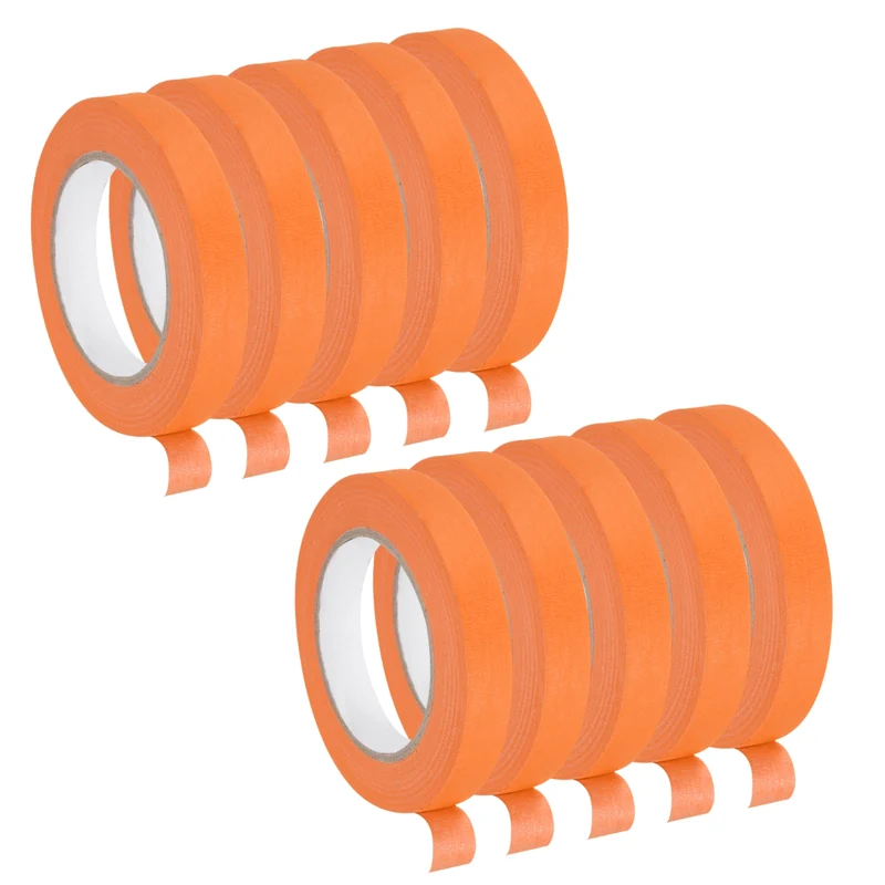 10 Pcs 0.7 Inch Wide 60 Yards Orange Masking Tape Painters Tape Rolls