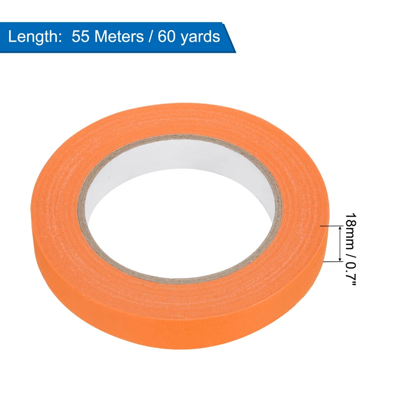 10 Pcs 0.7 Inch Wide 60 Yards Orange Masking Tape Painters Tape Rolls