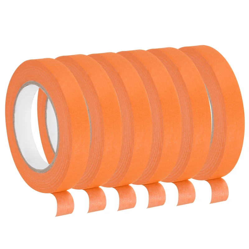 6 Pcs 0.7 Inch Wide 60 Yards Orange Masking Tape Painters Tape Rolls
