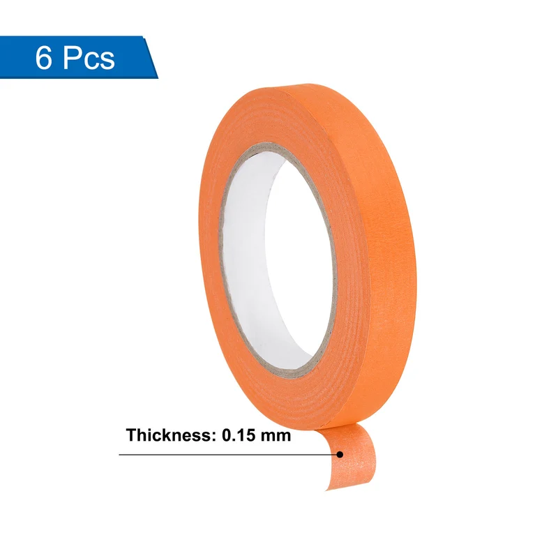 6 Pcs 0.7 Inch Wide 60 Yards Orange Masking Tape Painters Tape Rolls