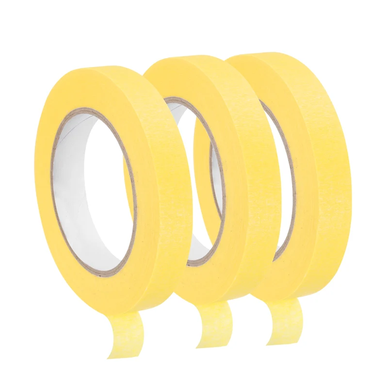 3 Pcs 0.7 Inch Wide 60 Yards Yellow Masking Tape Painters Tape Rolls