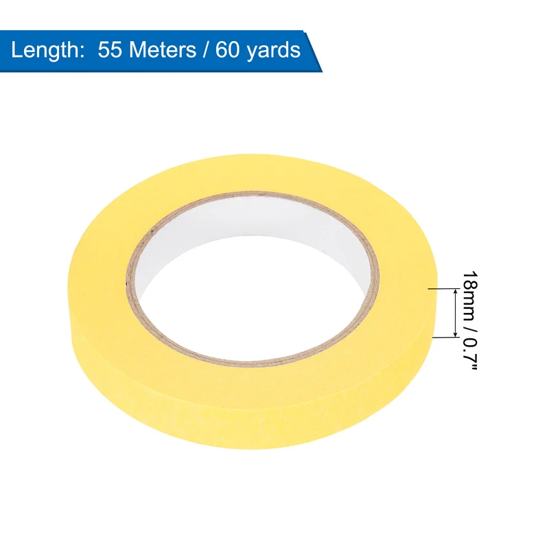 3 Pcs 0.7 Inch Wide 60 Yards Yellow Masking Tape Painters Tape Rolls