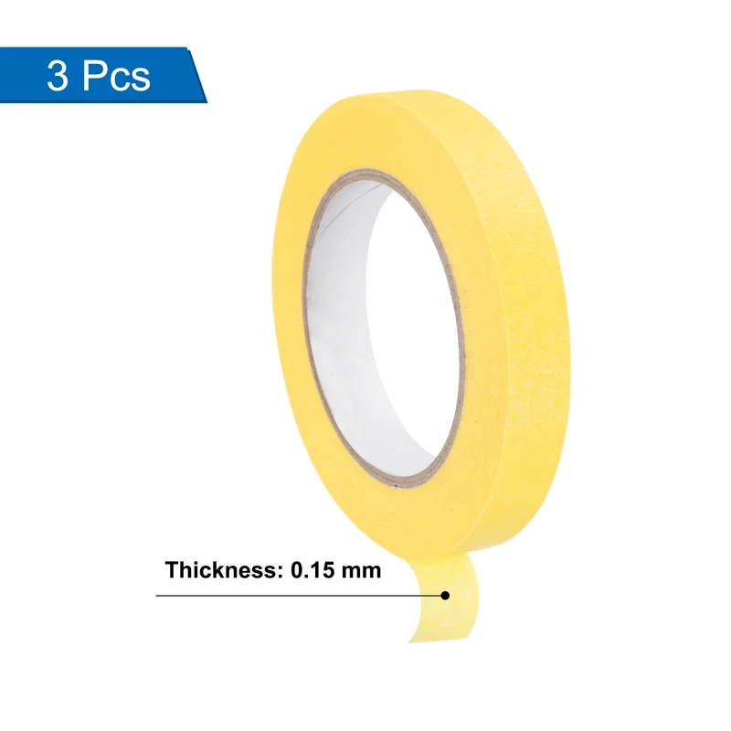 3 Pcs 0.7 Inch Wide 60 Yards Yellow Masking Tape Painters Tape Rolls