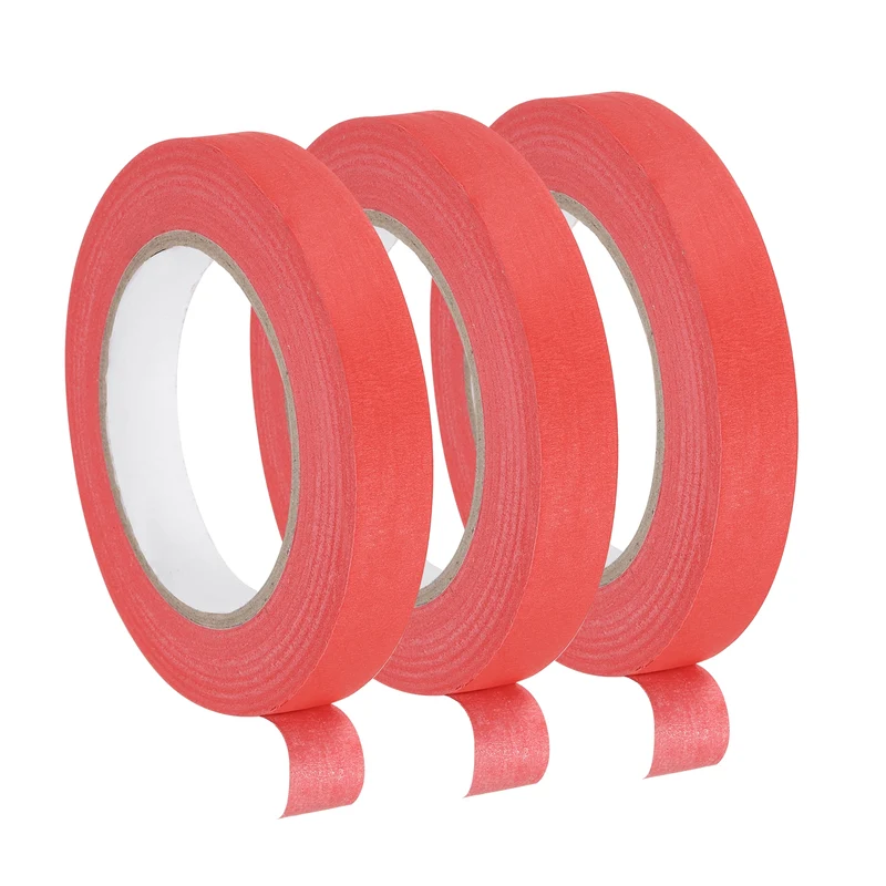 3 Pcs 0.7 Inch Wide 60 Yards Red Masking Tape Painters Tape Rolls