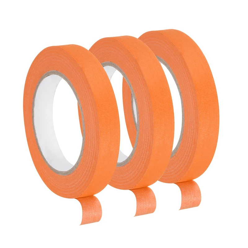 3 Pcs 0.7 Inch Wide 60 Yards Orange Masking Tape Painters Tape Rolls