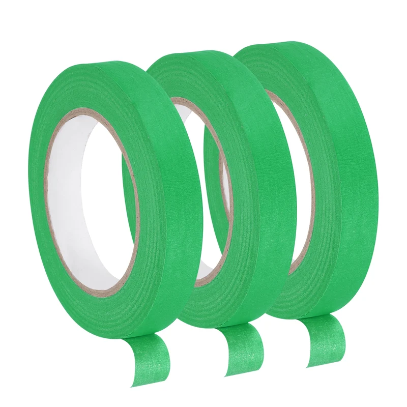 3 Pcs 0.7 Inch Wide 60 Yards Green Masking Tape Painters Tape Rolls