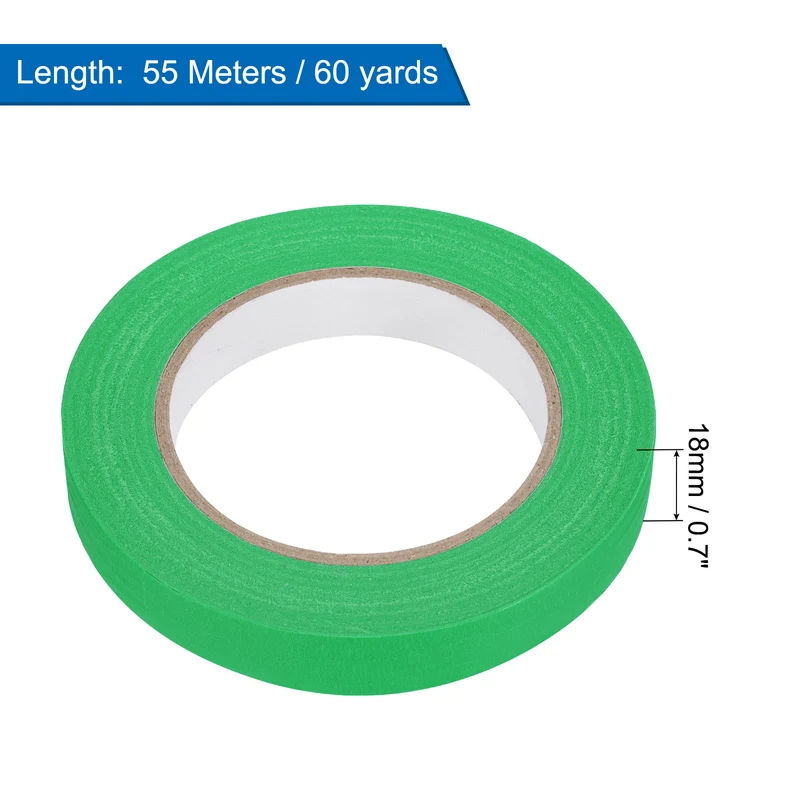 3 Pcs 0.7 Inch Wide 60 Yards Green Masking Tape Painters Tape Rolls