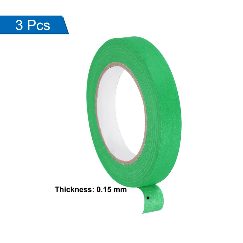 3 Pcs 0.7 Inch Wide 60 Yards Green Masking Tape Painters Tape Rolls