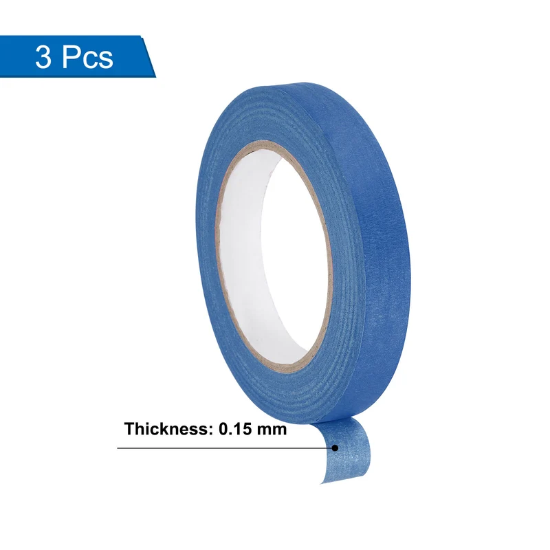 3 Pcs 0.7 Inch Wide 60 Yards Blue Masking Tape Painters Tape Rolls