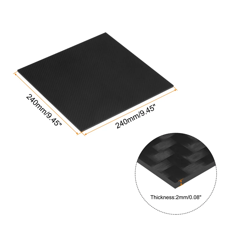 1 Pcs Carbon Fiber Sheet 240x240x2mm Matte Surface Twill Weave Panel Sheet