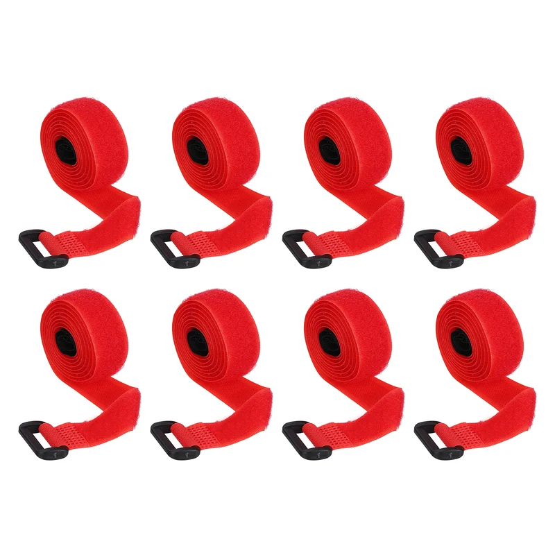 8Pcs 0.8"x35.4" Reusable Cinch Strap Hook and Loop Cable Securing Strap Red