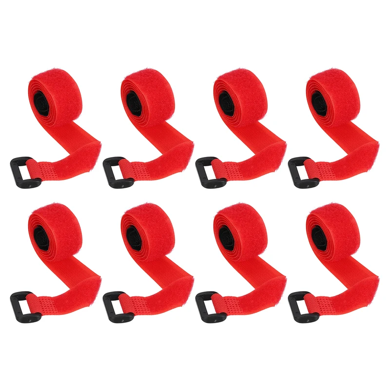 8Pcs 0.8"x23.6" Reusable Cinch Strap Hook and Loop Cable Securing Strap Red