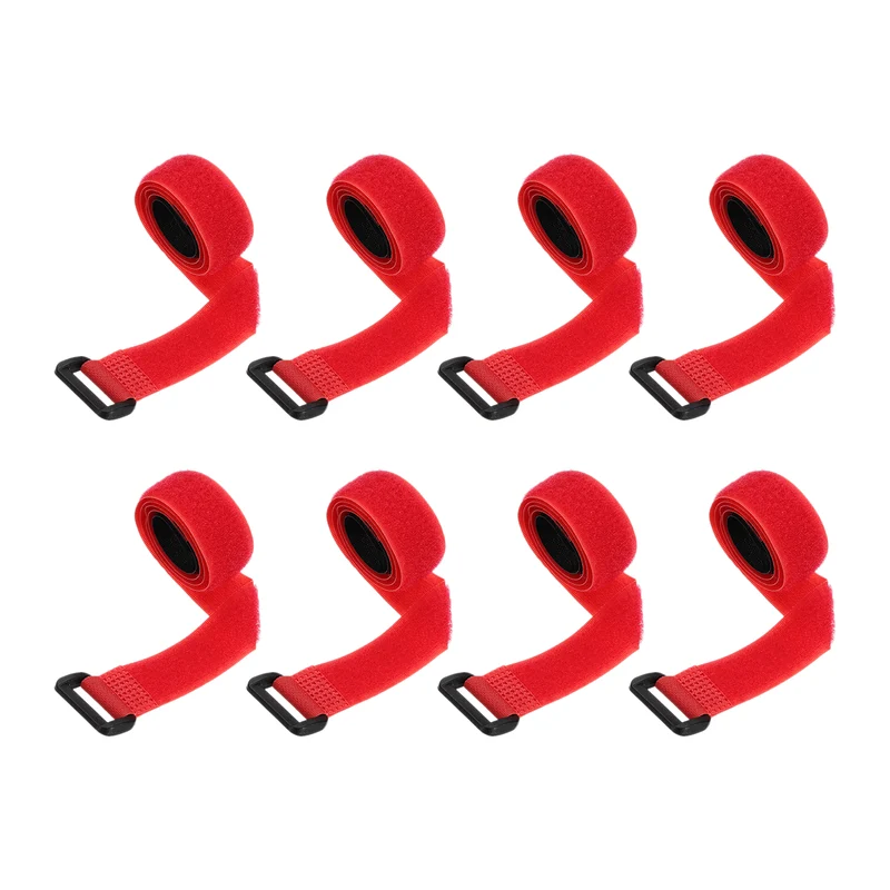 8Pcs 0.8"x19.7" Reusable Cinch Strap Hook and Loop Cable Securing Strap Red