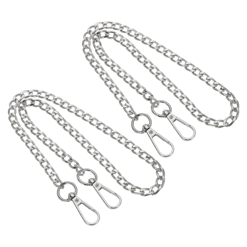 2Pcs 24" Purse Chain Strap Iron Bag Strap Replacement for Handbag Clutch Silver