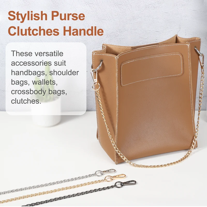 2Pcs 24" Purse Chain Strap Iron Bag Strap Replacement for Handbag Clutch Silver