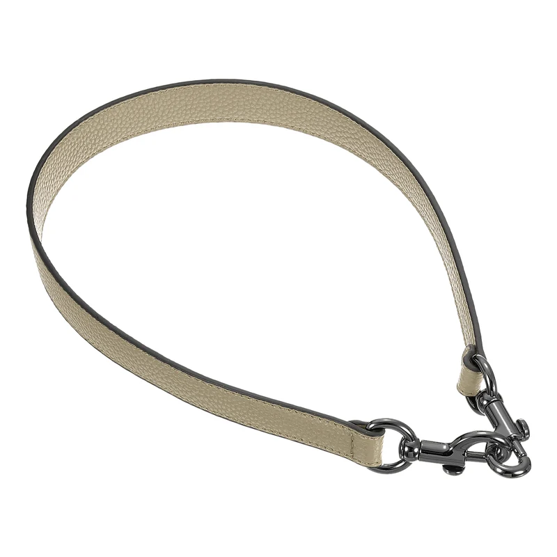 25.59 Inch PU Leather Short Bag Strap with Clasp, Khaki, Grey Buckle