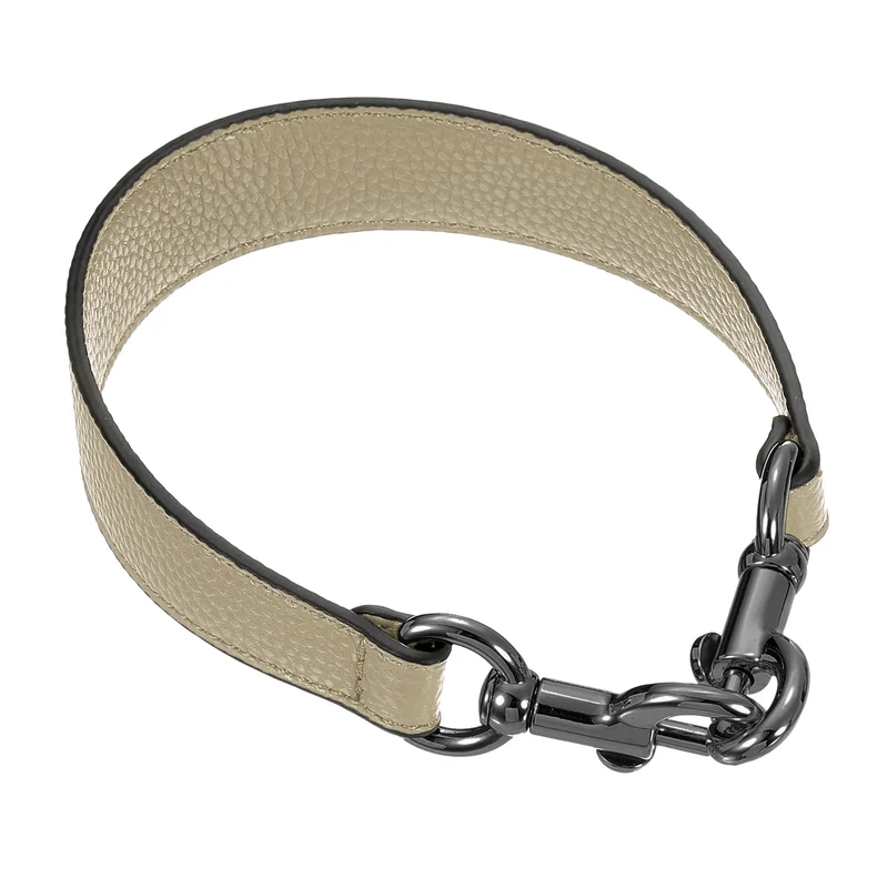 14.17 Inch PU Leather Short Bag Strap with Clasp, Khaki, Grey Buckle