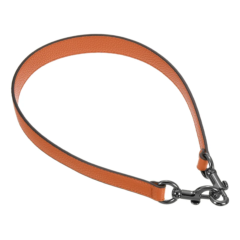 25.59 Inch PU Leather Short Bag Strap with Clasp, Orange, Grey Buckle