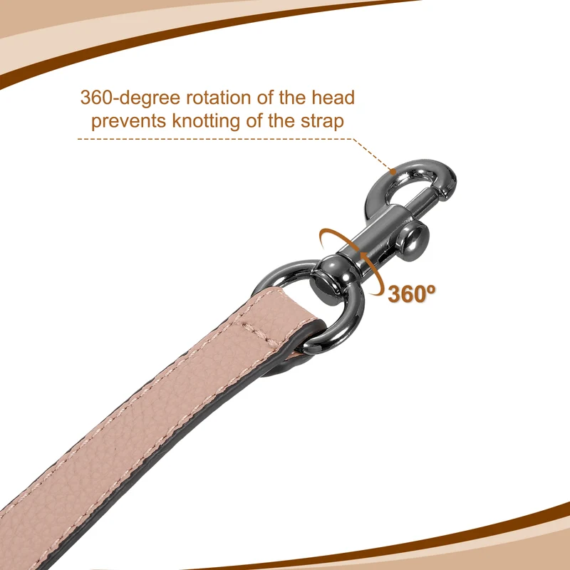 25.59 Inch PU Leather Short Bag Strap with Clasp, Pink, Grey Buckle