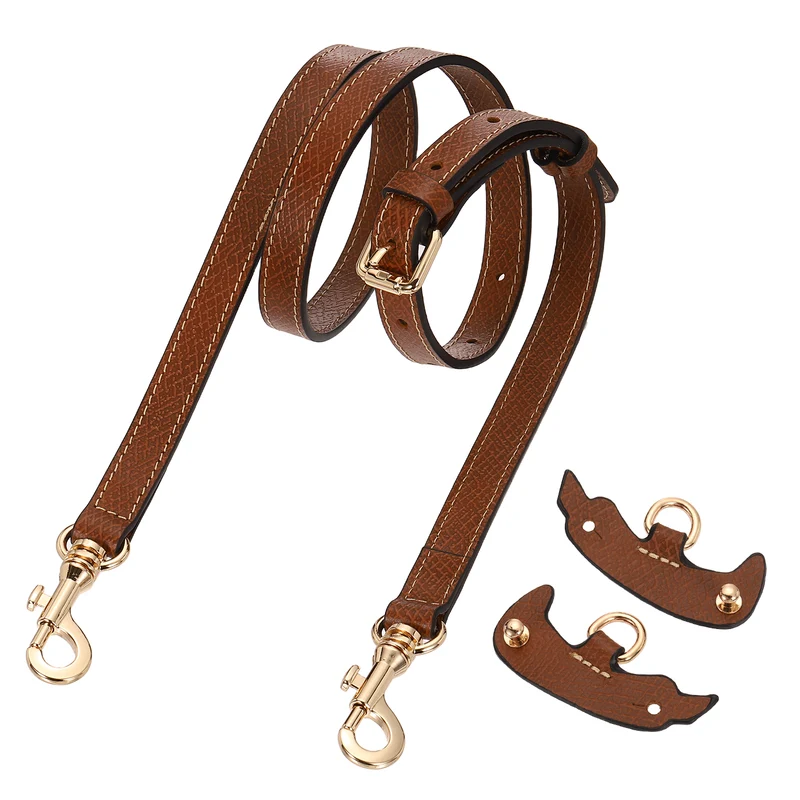 1Set Leather Bag Strap, 37.4"-45.3" Crossbody Straps (Brown, Gold Buckle)