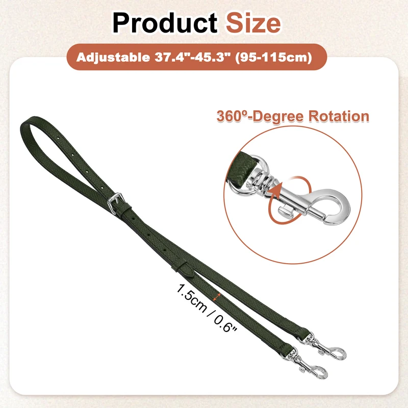1Set Leather Bag Strap, 37.4"-45.3" Crossbody Straps (Dark Green, Silver Buckle)