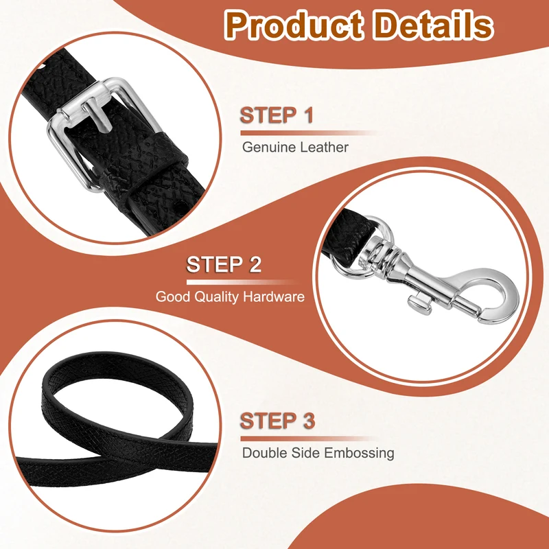 1Set Leather Bag Strap, 37.4"-45.3" Crossbody Straps (Black, Silver Buckle)