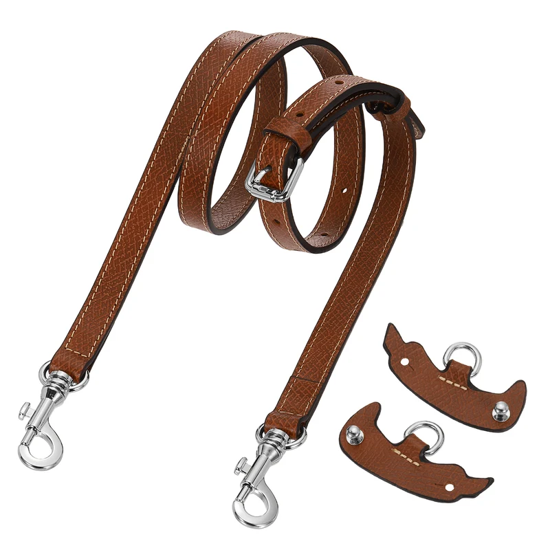 1Set Leather Bag Strap, 37.4"-45.3" Crossbody Straps (Brown, Silver Buckle)
