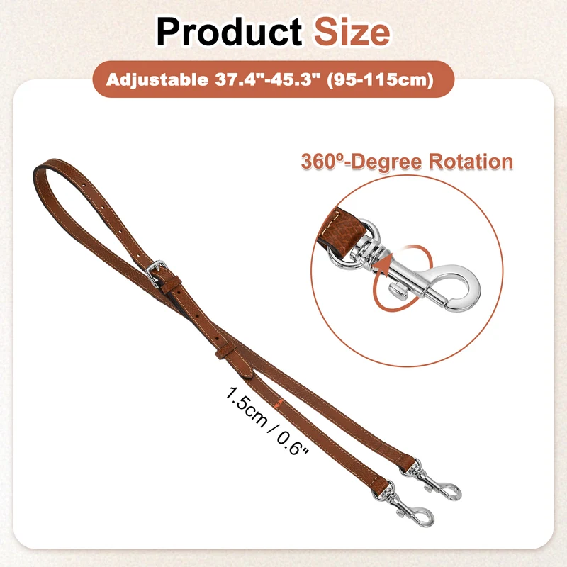1Set Leather Bag Strap, 37.4"-45.3" Crossbody Straps (Brown, Silver Buckle)