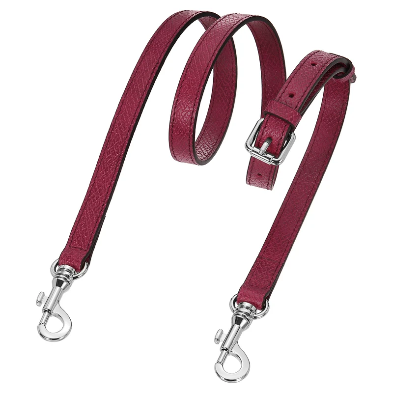 Leather Bag Strap, 37.4"-45.3" Crossbody Straps (Wine Red, Silver Buckle)