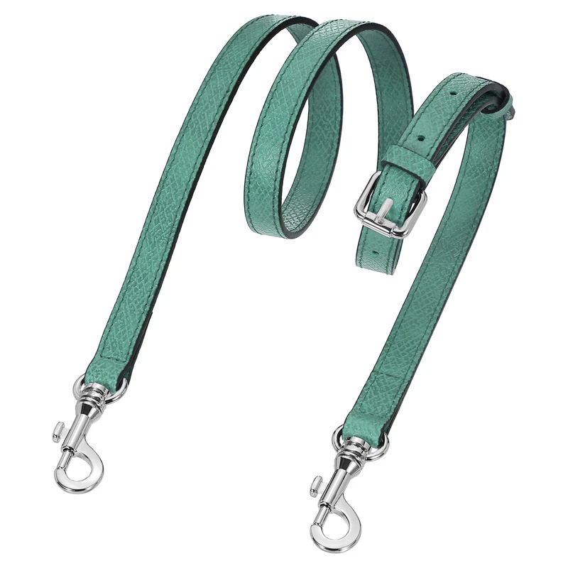 Leather Bag Strap, 37.4"-45.3" Crossbody Straps (Lake Blue, Silver Buckle)