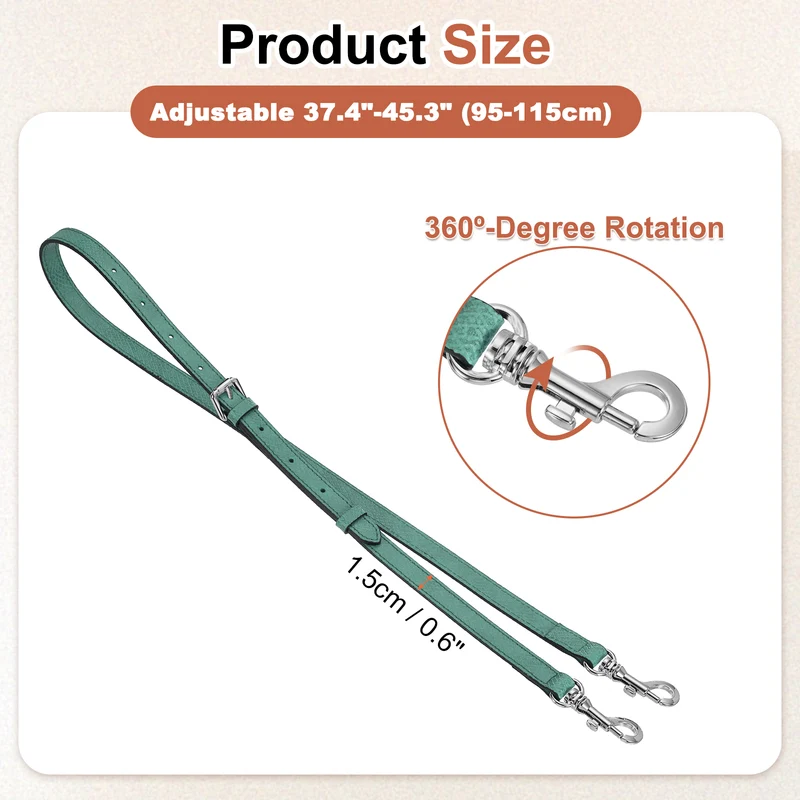 Leather Bag Strap, 37.4"-45.3" Crossbody Straps (Lake Blue, Silver Buckle)