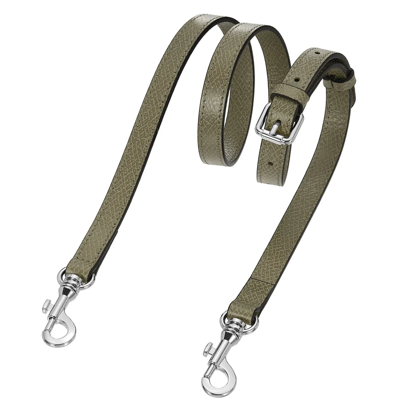 Leather Bag Strap, 37.4"-45.3" Crossbody Straps (Apricot, Silver Buckle)