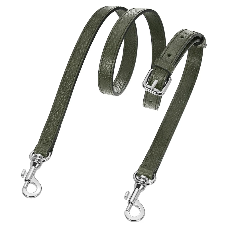 Leather Bag Strap, 37.4"-45.3" Crossbody Straps (Dark Green, Silver Buckle)
