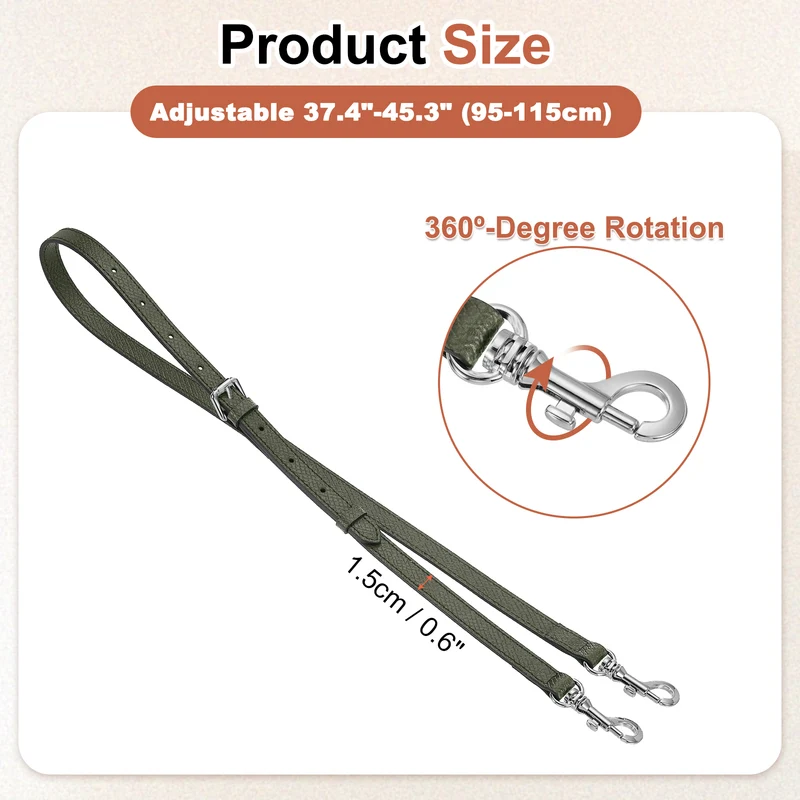 Leather Bag Strap, 37.4"-45.3" Crossbody Straps (Dark Green, Silver Buckle)