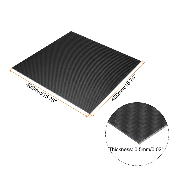 1 Pcs Carbon Fiber Sheet 400x400x0.5mm Matte Finish Plain Weave Panel Sheet