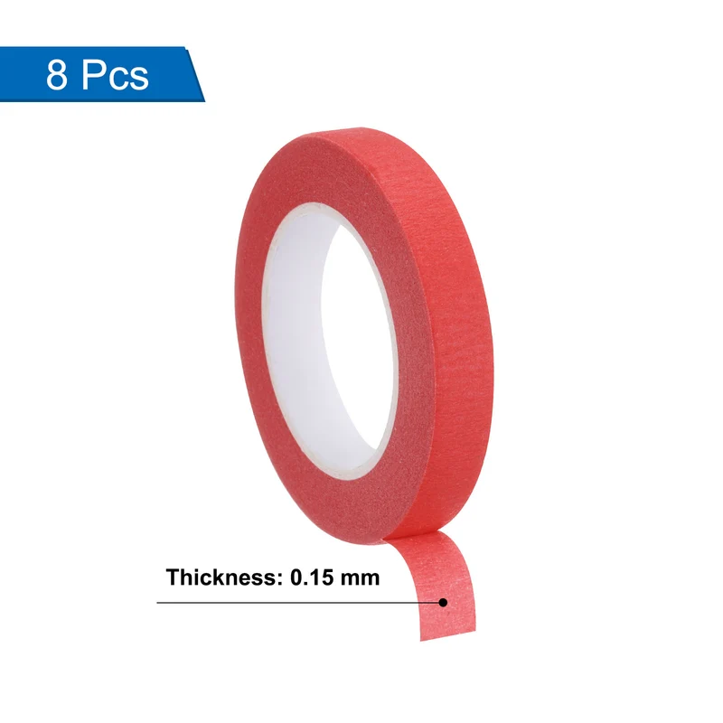 8 Pcs 0.4 Inch Wide 14 Yards Red Masking Tape Painters Tape Rolls