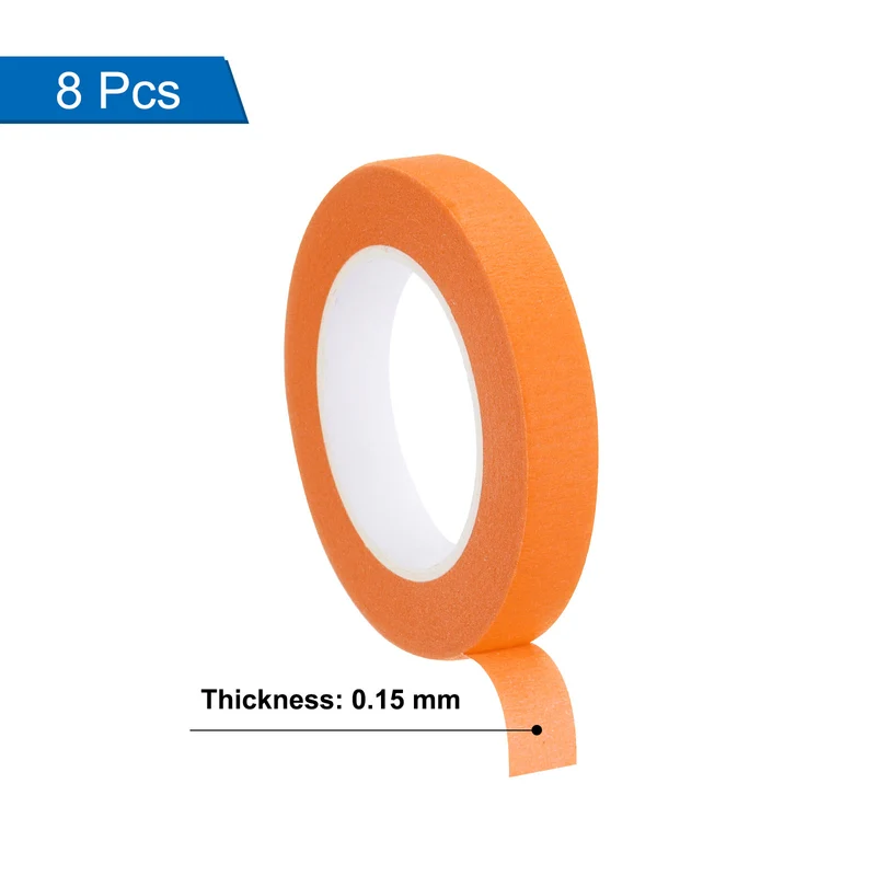 8 Pcs 0.4 Inch Wide 14 Yards Orange Masking Tape Painters Tape Rolls